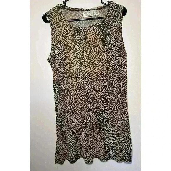 KATHIE LEE COLLECTION SLEEVELESS Leopard Animal PRINT TANK TOP Blouse SIZE M - Picture 1 of 5